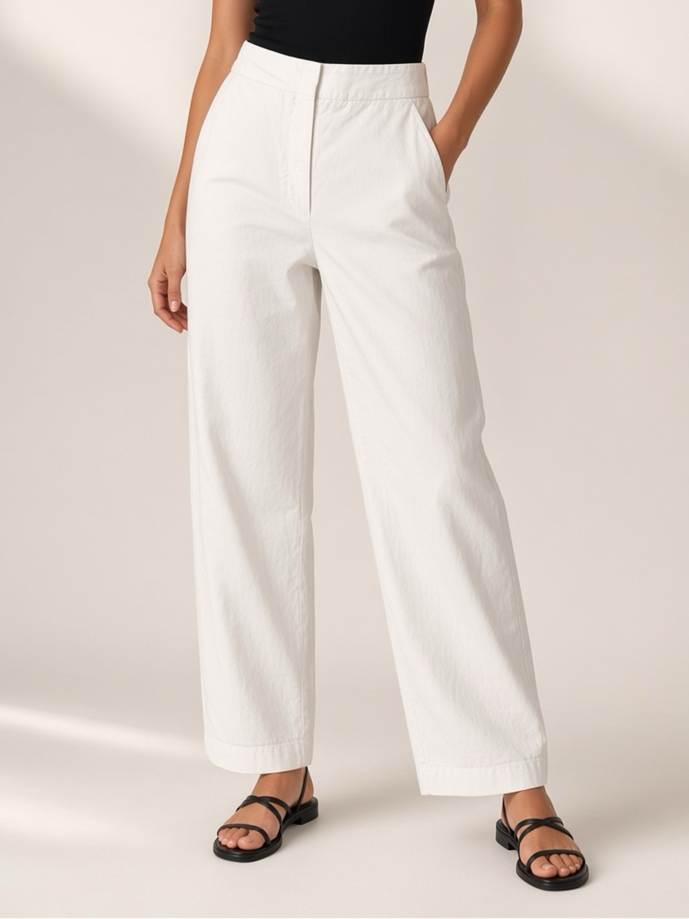 Aritzia Wilfred Chino Barrel Leg Pants Cotton White 8